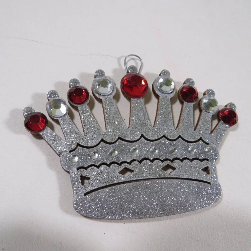 Crown Laser Cut Wooden Ornament Hangs King Queen